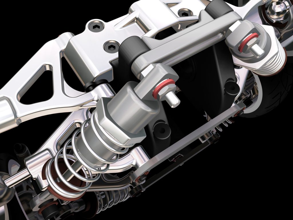 3D render of a car's suspension
